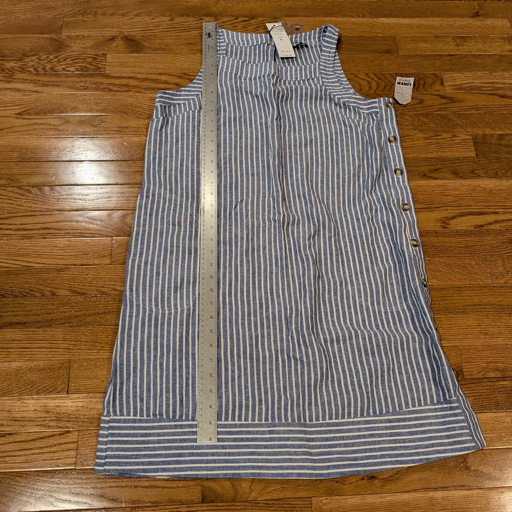 For Cynthia Side Button Blue Stripped Coastal Nautical Beach Dress NWT XL - Picture 11 of 12
